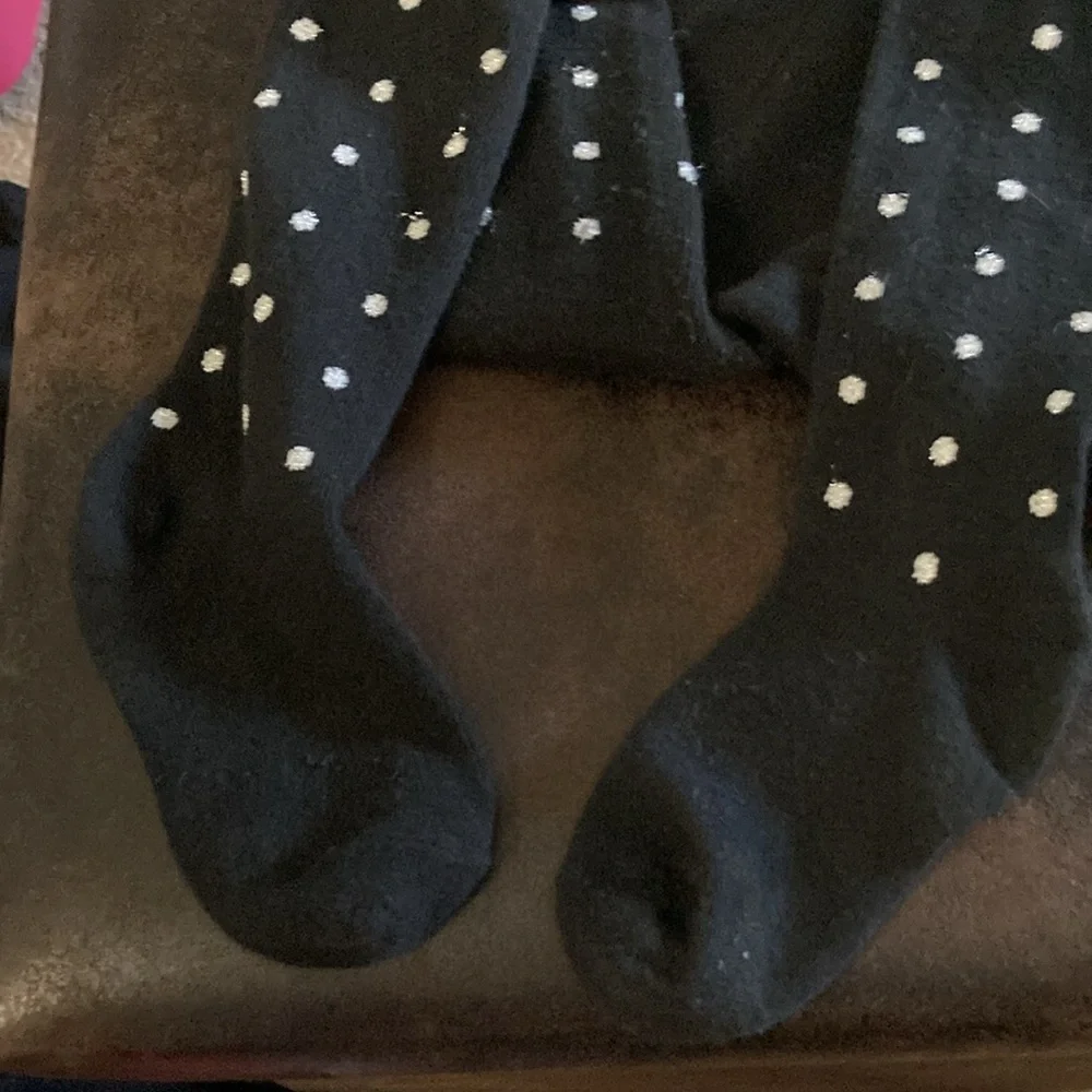 Sparkli polkadotted black sweater tights size 2t/3t